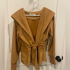 Andree by Unit Tan Jacket Microfiber feel. Attached hood. Size: L